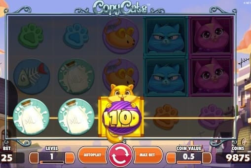 Игра Copy Cats - комбинация с диким символом Комбинация с диким символом в игре Copy Cats